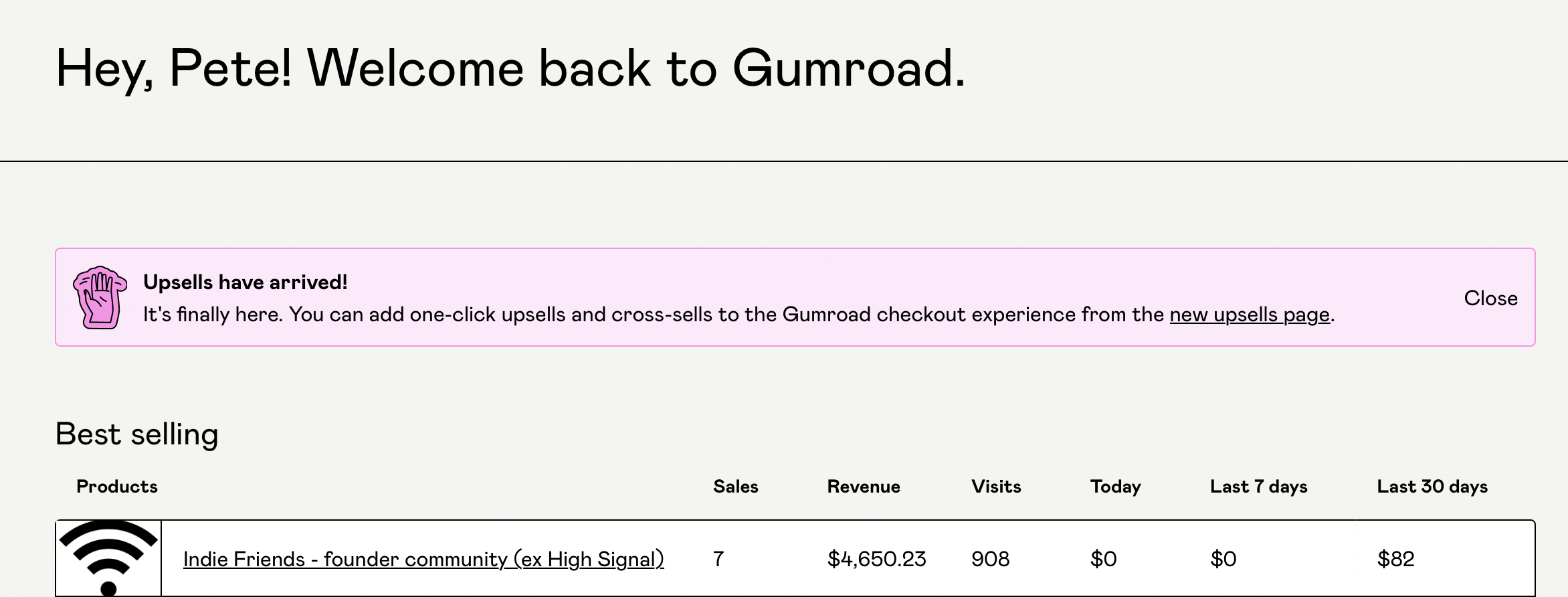 Gumroad revenue data