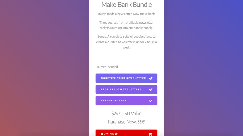 Make Bank Bundle newsletter sale screenshot